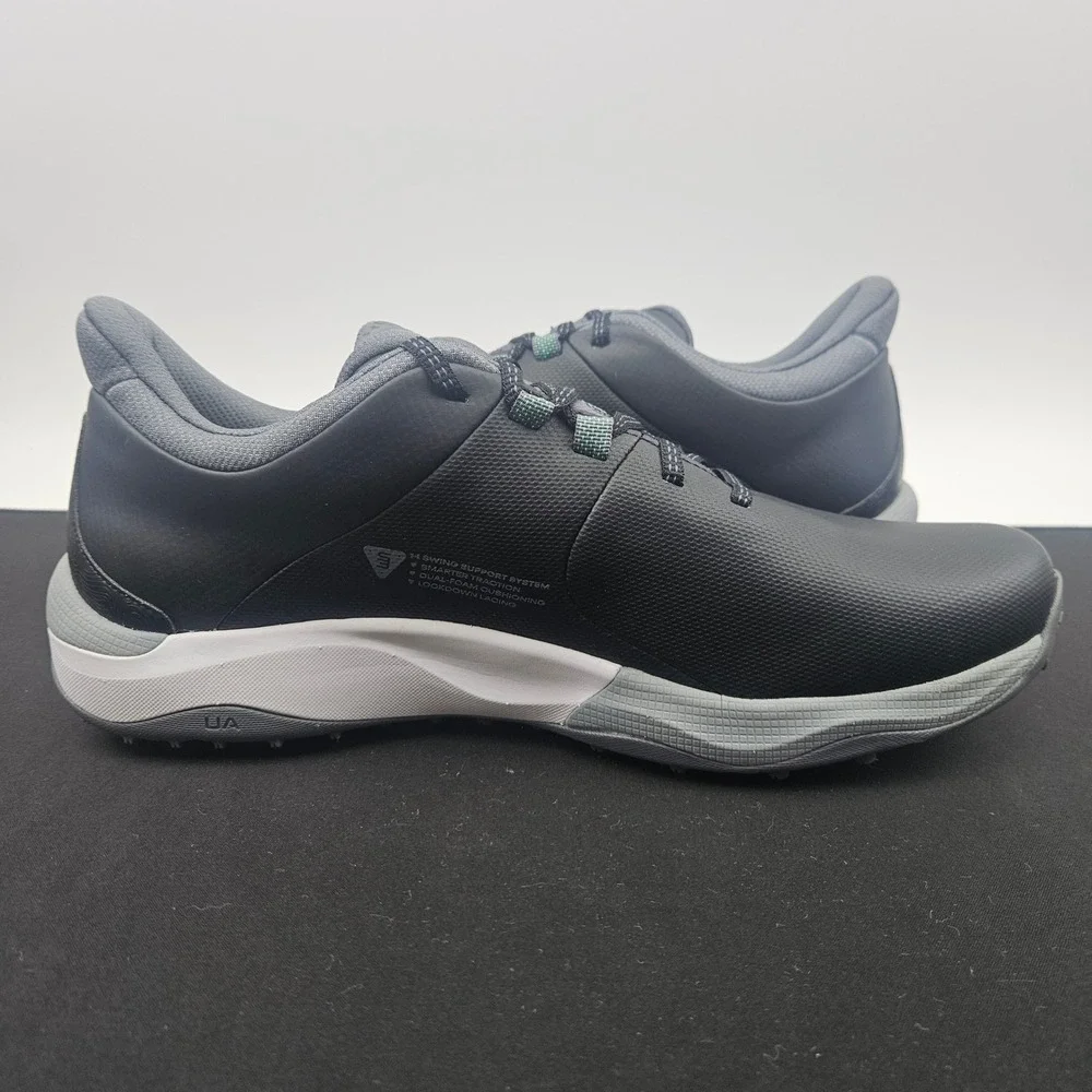 Under Armour Mens HOVR Drive Pro Spikeless Golf Shoes Black‎ Grey 3026920-002 12